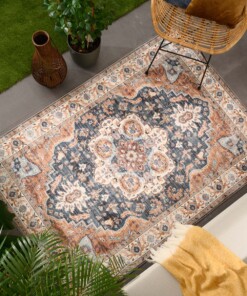 Vintage buitenkleed - Valenca Fino goud/blauw - sfeer