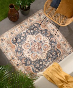 Buitenkleed vierkant Vintage - Valenca Fino goud/blauw - sfeer