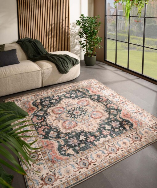 Buitenkleed vierkant Vintage - Valenca Fino groen/rood - sfeer