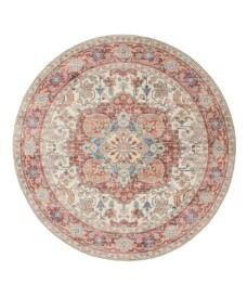 Rond Vintage buitenkleed - Valenca Fino crème/rood - overzicht, thumbnail Rond Vintage buitenkleed - Valenca Fino crème/rood - overzicht, thumbnail