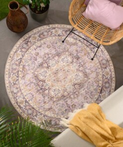Rond Vintage buitenkleed - Valenca Fino paars/roze - sfeer
