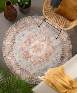 Rond Vintage buitenkleed - Valenca Fino lichtblauw - sfeer