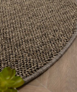 Rond laagpolig vloerkleed - Loom grijs - close up, thumbnail