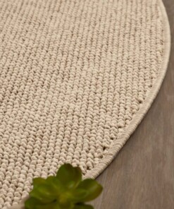 Rond laagpolig vloerkleed - Loom crème - close up, thumbnail Rond laagpolig vloerkleed - Loom crème - close up, thumbnail
