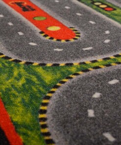 Kindervloerkleed - Joy Racetrack rood - close up, thumbnail