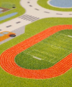 Kindervloerkleed - Joy Speelstraat groen - close up, thumbnail