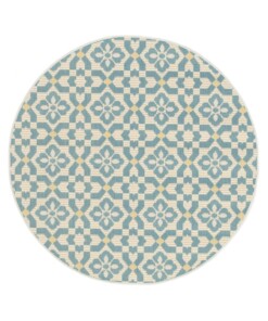 Rond buitenkleed - Bubbly Tulip turquoise - overzicht