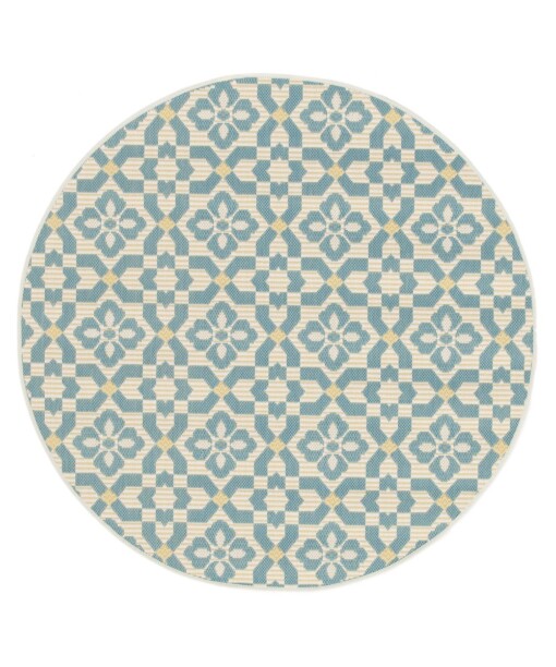 Rond buitenkleed - Bubbly Tulip turquoise - overzicht