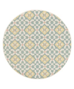 Rond buitenkleed - Bubbly Tulip turquoise/geel - overzicht