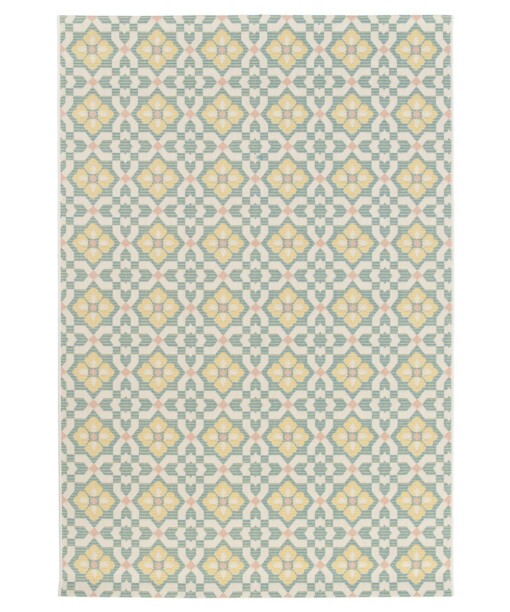 Buitenkleed - Bubbly Tulip turquoise/geel - overzicht