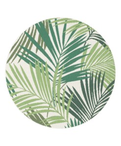 Rond buitenkleed palmbladeren - Verdant Palm groen - overzicht
