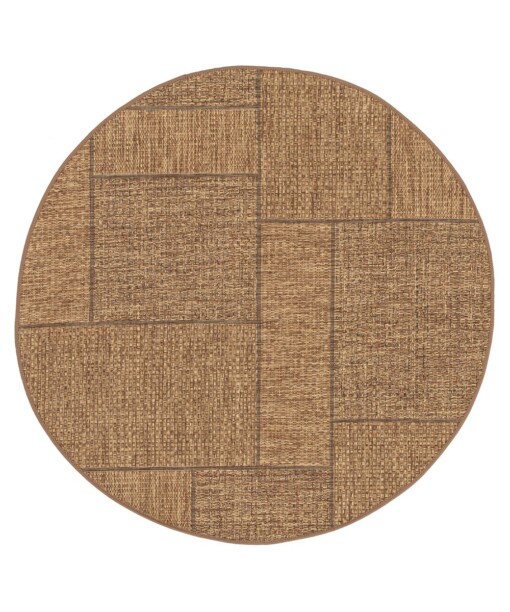 Rond buitenkleed blokken - Twill Patch bruin - overzicht