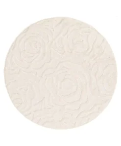 Rond vloerkleed bloemen - Elevé Pétale ivoor - overzicht
