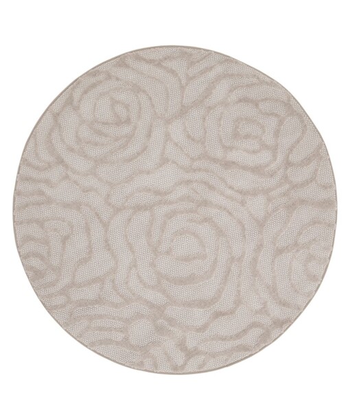 Rond vloerkleed bloemen - Elevé Pétale taupe - overzicht
