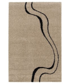 Hoogpolig vloerkleed - Mirage Méandre beige/zwart - overzicht