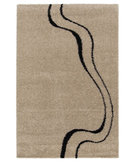 Hoogpolig vloerkleed - Mirage Méandre beige/zwart - overzicht