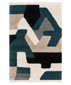 Abstract vloerkleed - Atlas Zenith petrol - overzicht