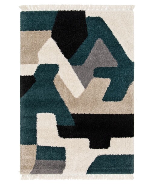 Abstract vloerkleed - Atlas Zenith petrol - overzicht