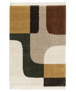 Abstract vloerkleed - Atlas Forma okergeel/groen - overzicht