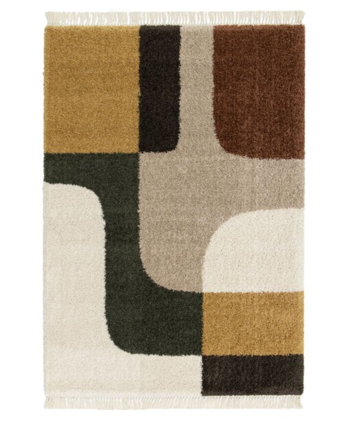Abstract vloerkleed - Atlas Forma okergeel/groen - overzicht