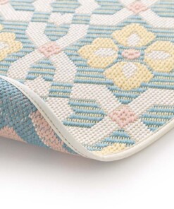 Rond buitenkleed - Bubbly Tulip turquoise/geel