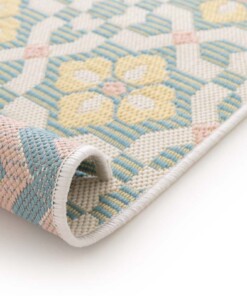 Buitenkleed - Bubbly Tulip turquoise/geel