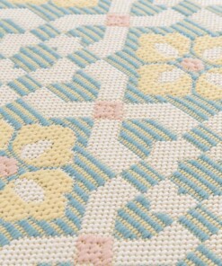 Buitenkleed - Bubbly Tulip turquoise/geel