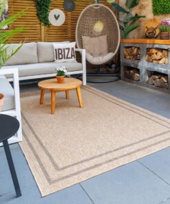 Jute buitenkleed  lijstmotief - Elara beige