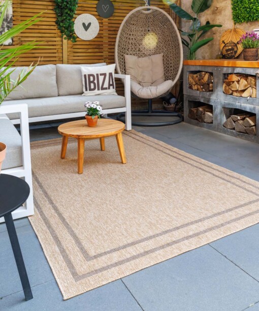 Jute balkonkleed lijstmotief - Elara beige