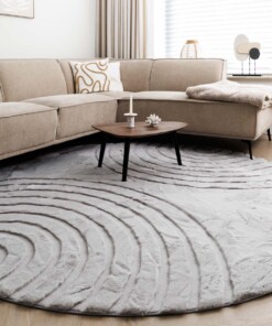 Fluffy vloerkleed rond - Carvy lichtgrijs - sfeer