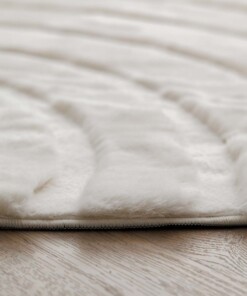 Fluffy vloerkleed rond - Carvy crème - close up, thumbnail