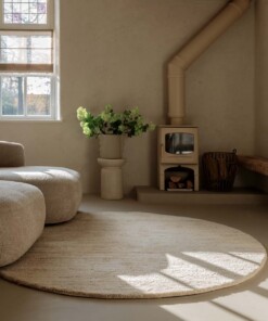Rond berber vloerkleed - Nomad beige - sfeer
