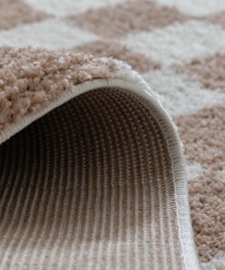 Rond checkerboard vloerkleed - Check ivoor/beige - close up, thumbnail Rond checkerboard vloerkleed - Check ivoor/beige - close up, thumbnail