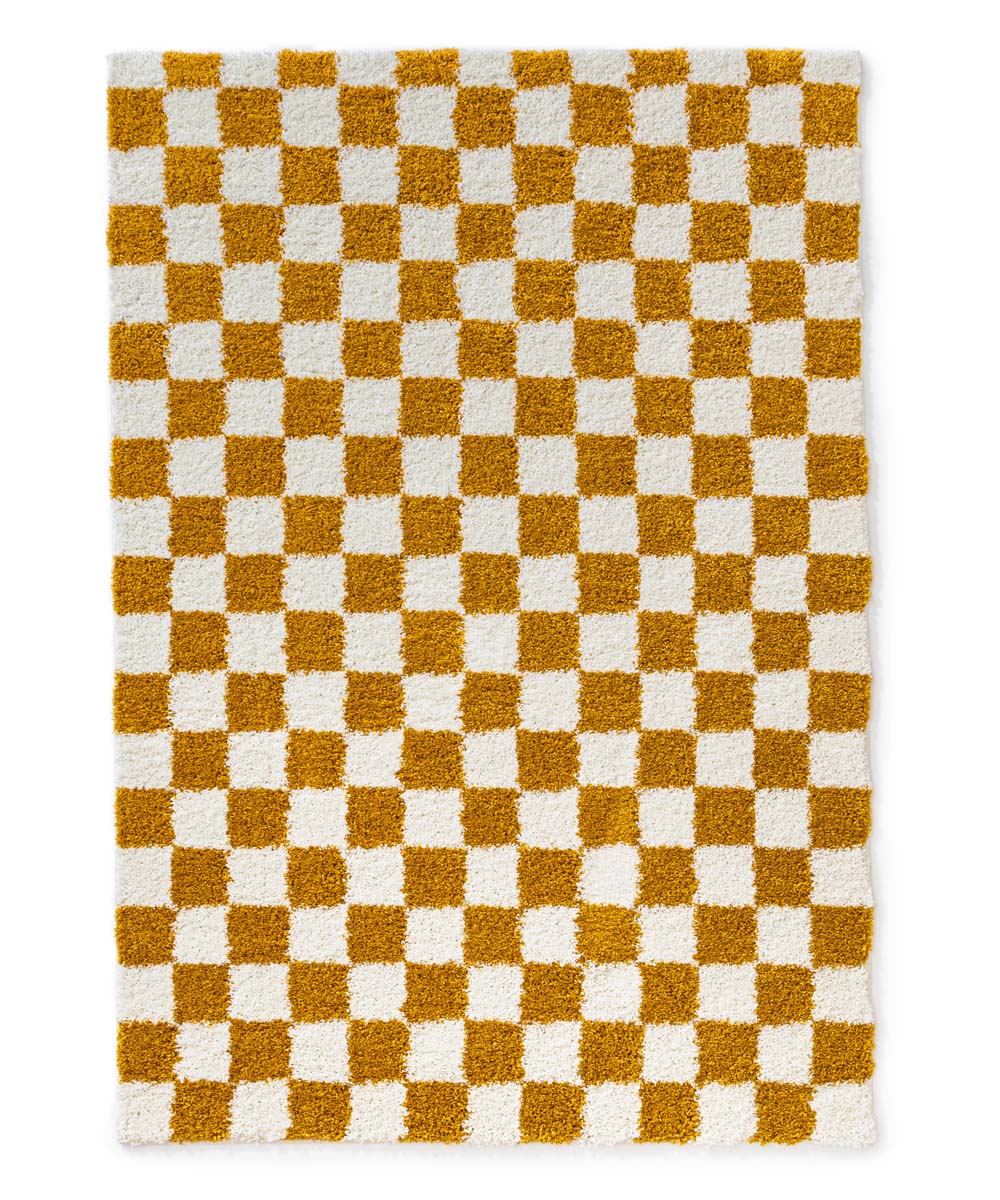 Checkerboard vloerkleed - Check ivoor/goud - overzicht Checkerboard vloerkleed - Check ivoor/goud - overzicht