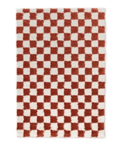 Checkerboard vloerkleed - Check ivoor/koraal - overzicht