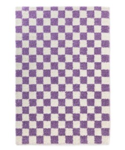 Checkerboard vloerkleed - Check ivoor/lila - overzicht