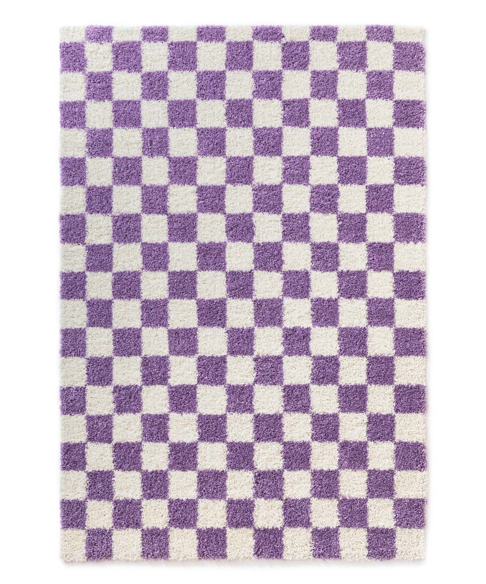 Checkerboard vloerkleed - Check ivoor/lila - overzicht Checkerboard vloerkleed - Check ivoor/lila - overzicht