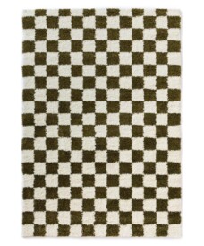 Checkerboard vloerkleed - Check ivoor/olijfgroen - overzicht, thumbnail