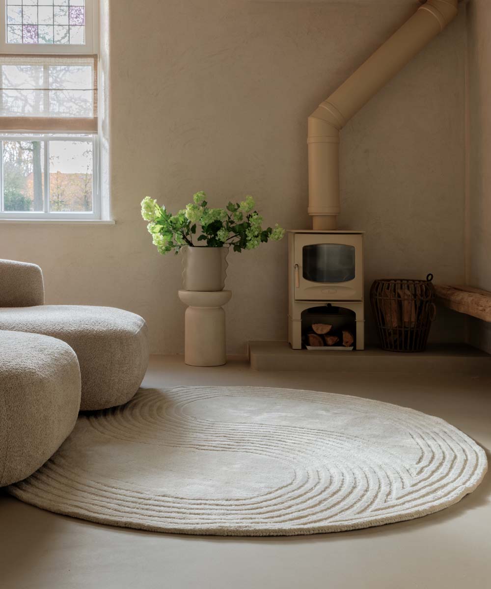 Design vloerkleed rond - Balans Dual ivoor - sfeer Design vloerkleed rond - Balans Dual ivoor - sfeer