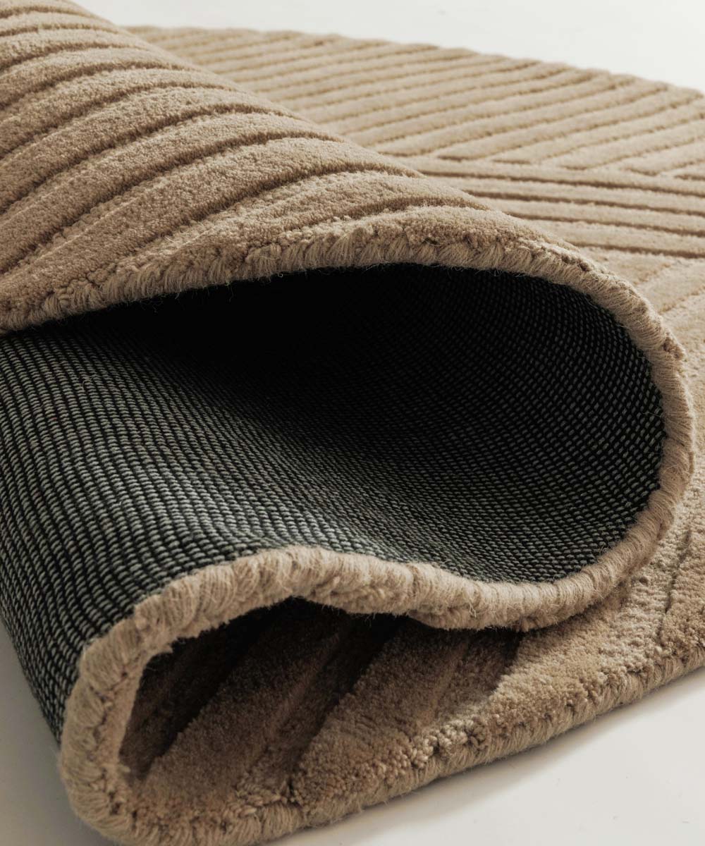 Design vloerkleed rond - Balans Field beige - close up Design vloerkleed rond - Balans Field beige - close up