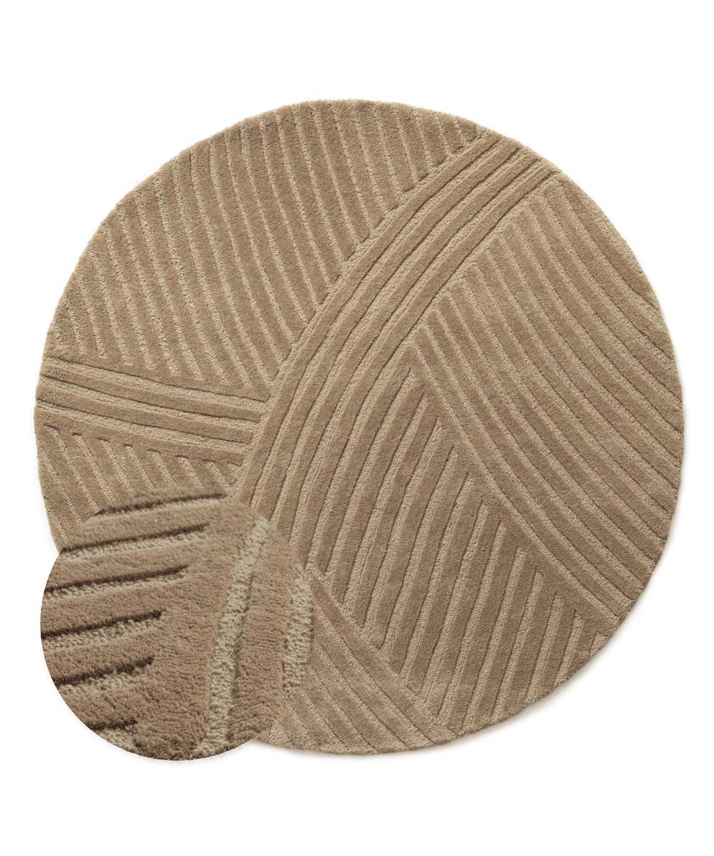 Design vloerkleed rond - Balans Field beige - overzicht Design vloerkleed rond - Balans Field beige - overzicht