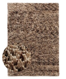 Hoogpolig vloerkleed wol - Aurelia crème/bruin - overzicht, thumbnail