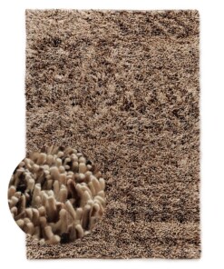 Hoogpolig vloerkleed wol - Aurelia crème/bruin - overzicht