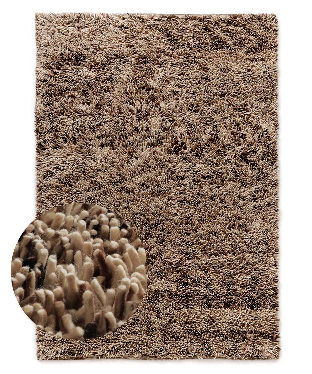 Hoogpolig vloerkleed wol - Aurelia crème/bruin - overzicht Hoogpolig vloerkleed wol - Aurelia crème/bruin - overzicht