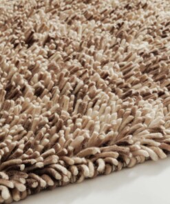 Hoogpolig vloerkleed wol - Aurelia ivoor/beige - close up, thumbnail