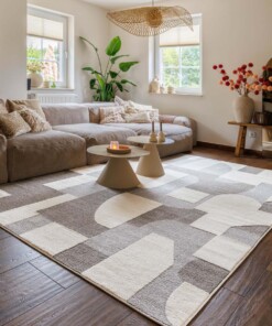 Japandi vloerkleed - Ridge Elv crème/grijs - sfeer