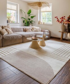 Japandi vloerkleed - Ridge Nari crème/beige - sfeer