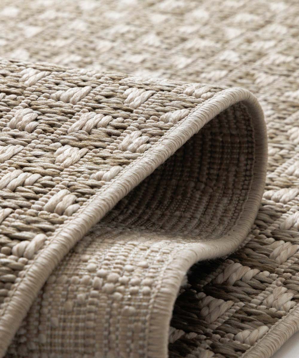 Jute balkonkleed - Alvra Dot beige - close up Jute balkonkleed - Alvra Dot beige - close up