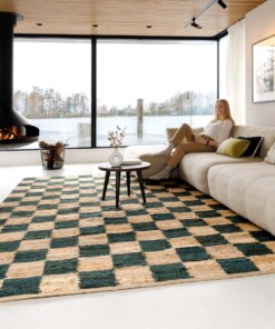 Jute vloerkleed - Patch naturel/groen - sfeer