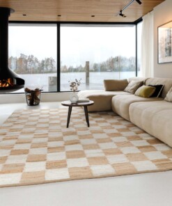 Jute vloerkleed - Patch naturel/wit - sfeer